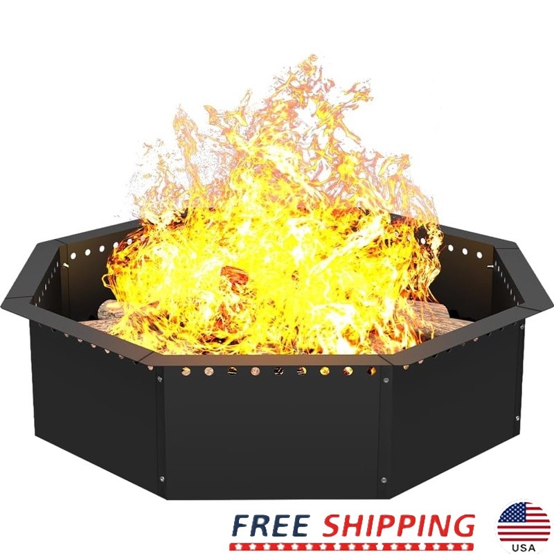Smokeless Fire Pit Ring 32''Outer 28'' Inner Diameter Solid Steel Firepit Liner