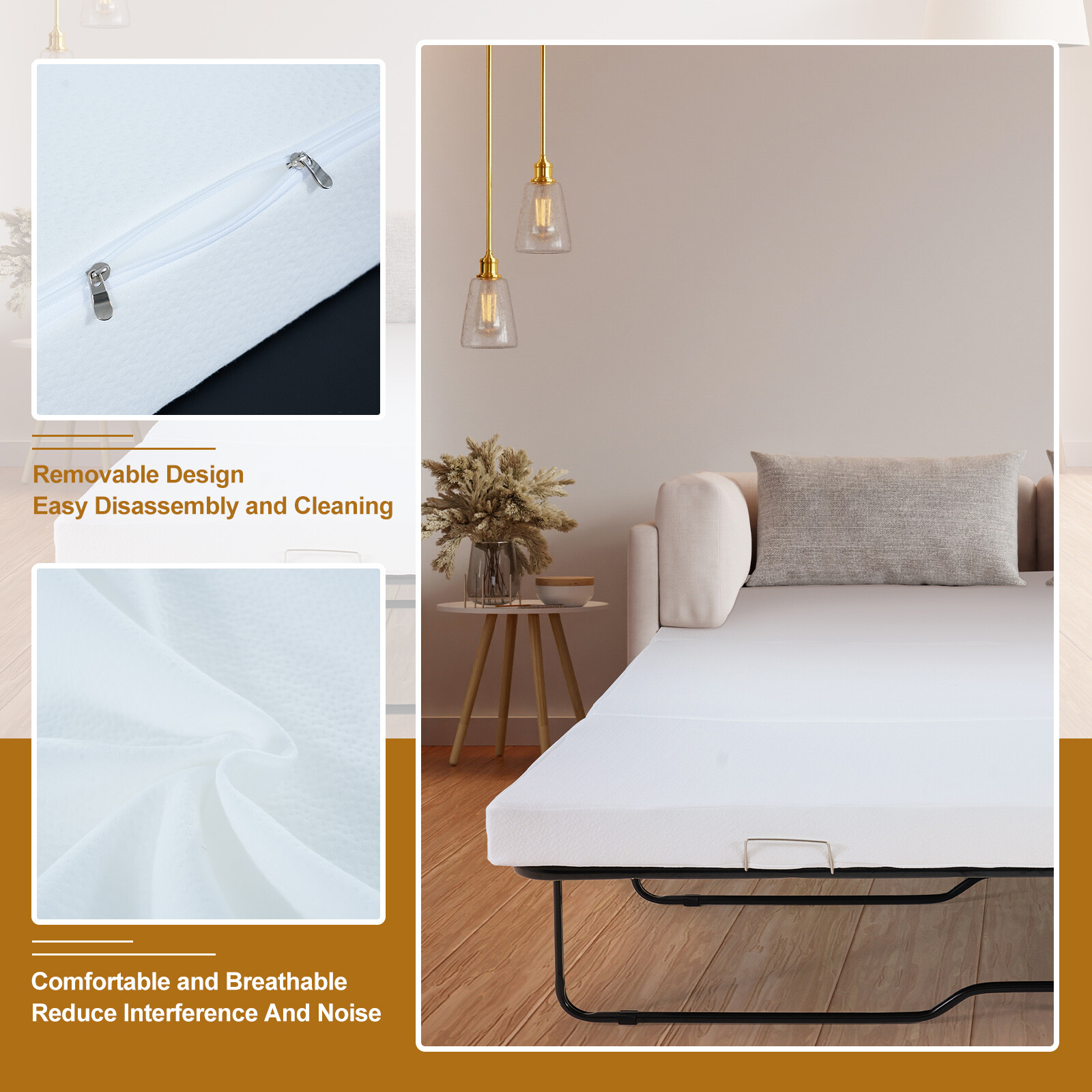 Begonia.K Memory Foam Sofa Bed Mattress Replacement, Full Queen Pull Out Couch