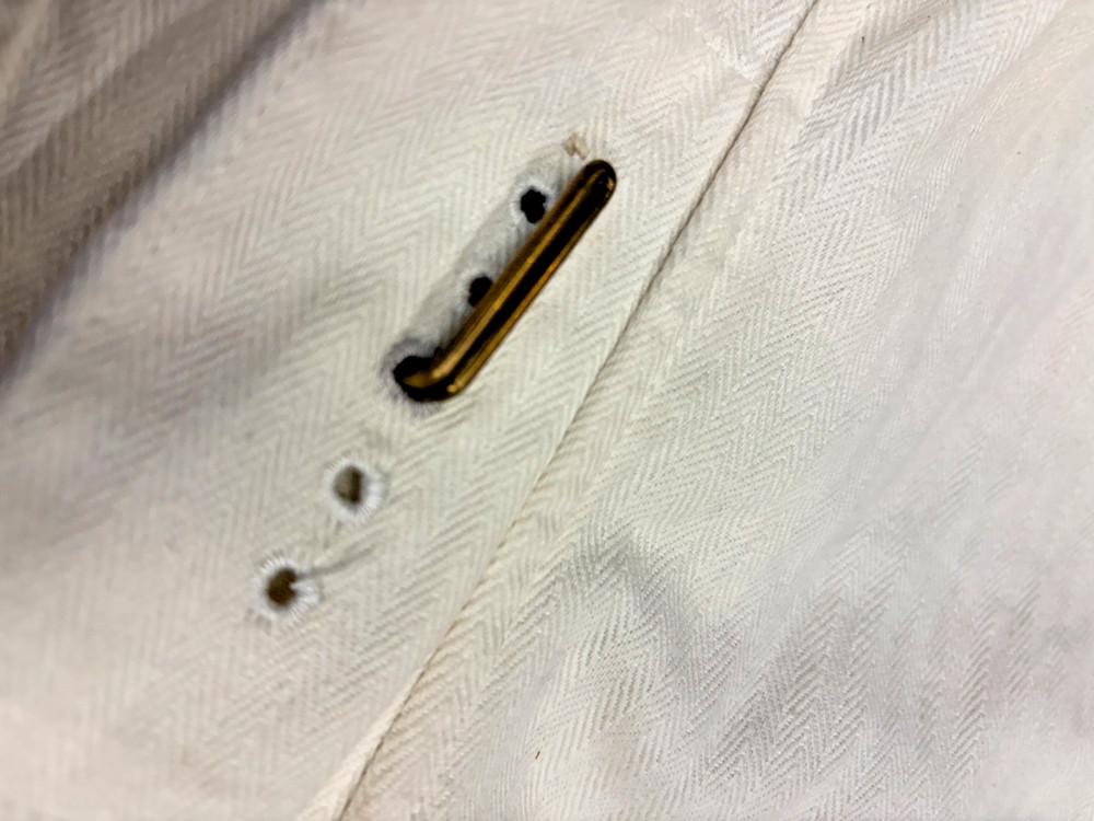 LUFTWAFFE HBT TRAINING UNIFORM, JACKET & TROUSERS. + BRACES, MAKER & DATE 1944