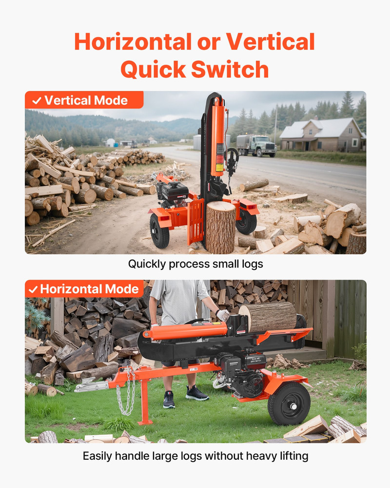 30-Ton Log Splitter 306CC Gas Engine, Vertical/Horizontal, Towable 2" Coupler