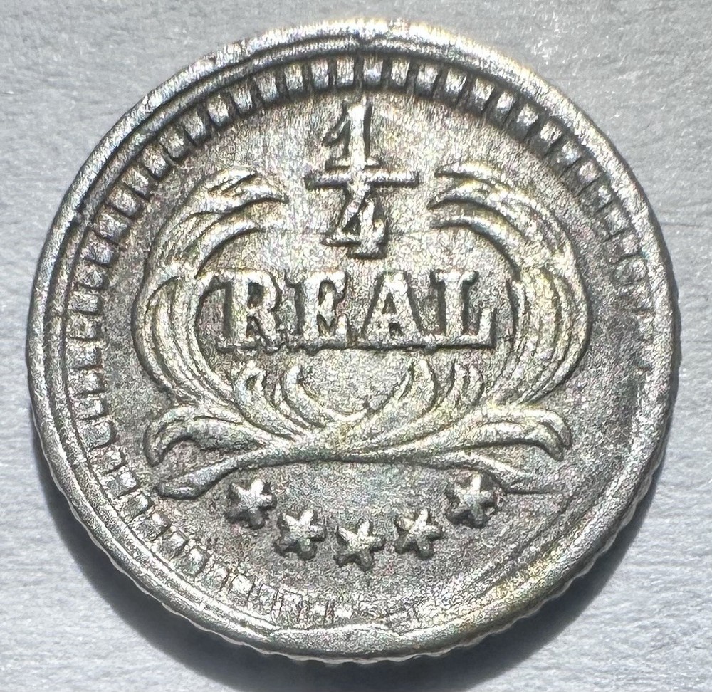 1890 Guatemala 1/4 Real, Silver AU