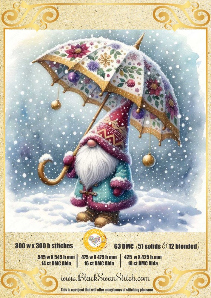 Christmas Gnome - Chart Counted Cross Stitch Pattern Needlework 1405