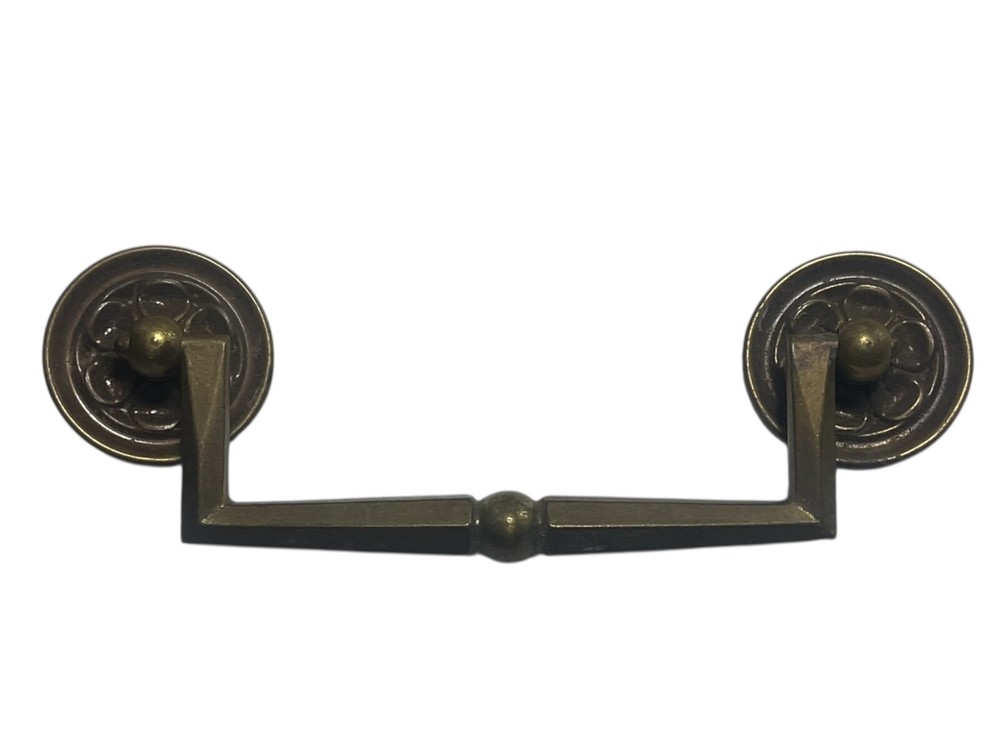 SOLID BRASS VINTAGE MCM SQUARE HANDLE DRAWER BAIL DROP PULL SWING HANDLE