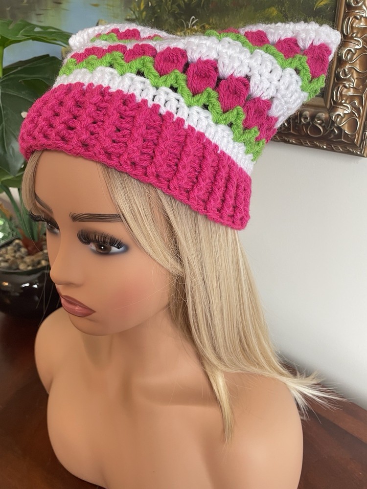 Tulip Cat Ear Beanie Hat - Handmade