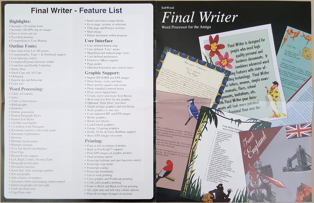 Final Writer Release 2 ©1994 SoftWood Word Processor for Commodore Amiga
