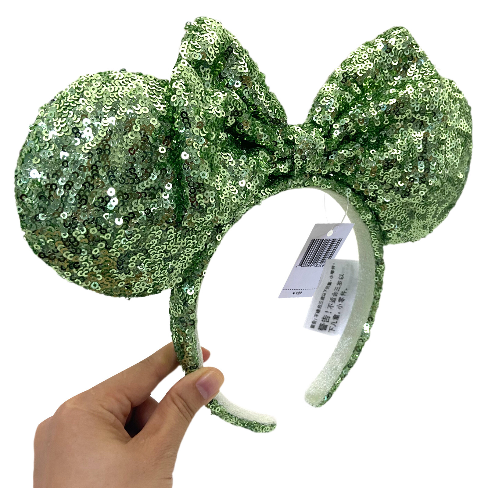 Disney-Parks Mickey Green Sequin Bow Exclusive Rare Minnie Mouse Ears Headband