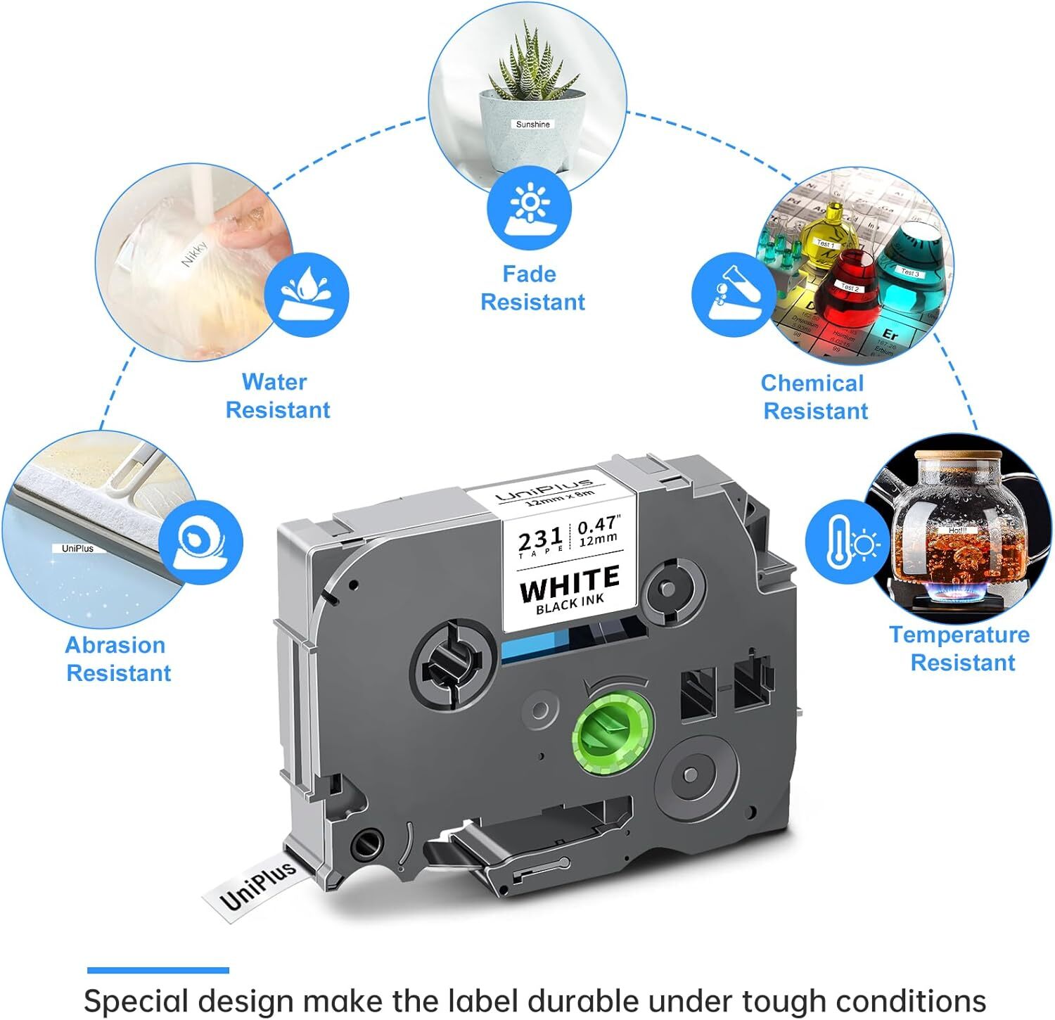 6PK Label Maker Tape 12mm Laminated for Brother P-Touch TZ-231 TZe-231 PT-D210