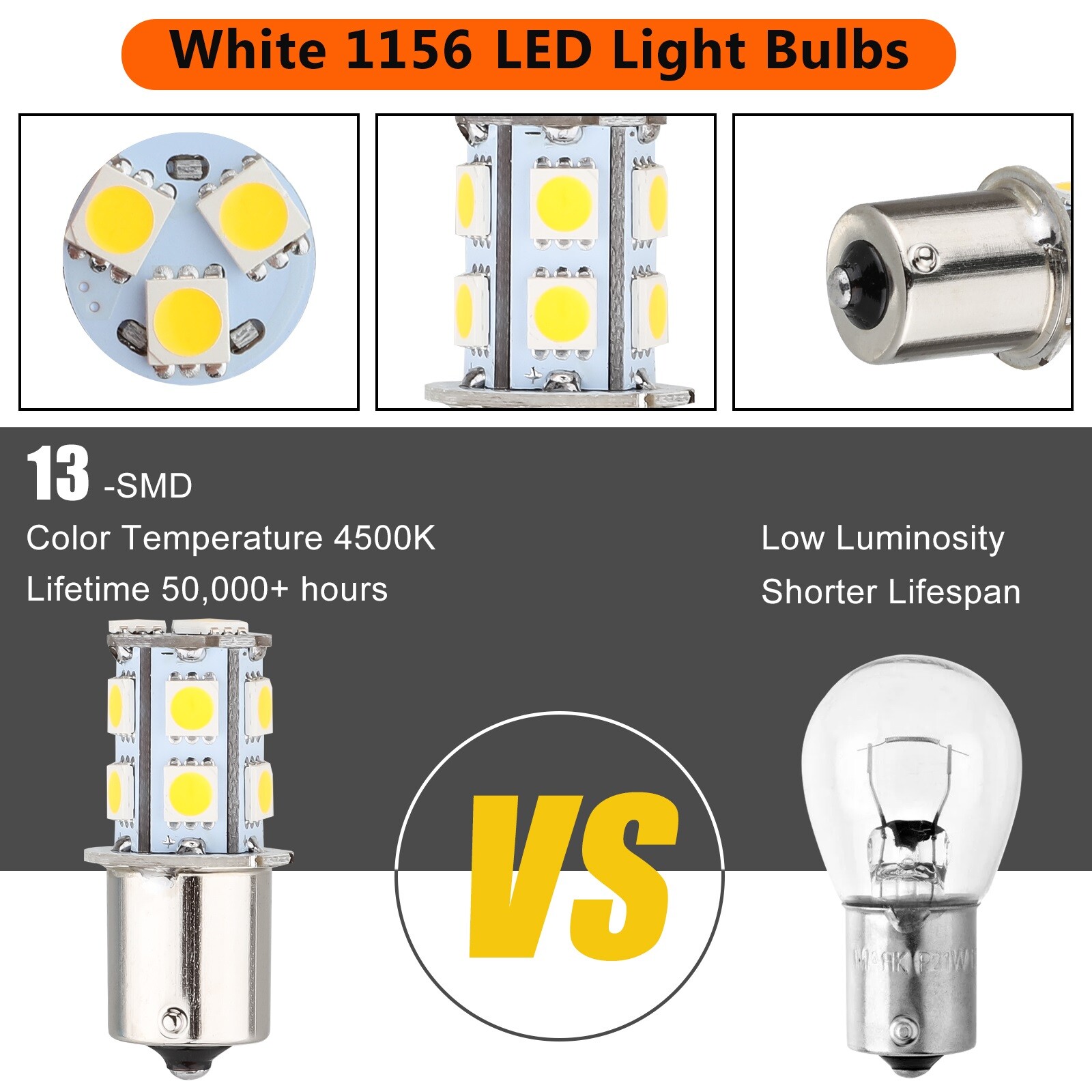 20x Warm White 1156 1141 13-SMD LED RV Camper Trailer Interior Light Bulb Bright