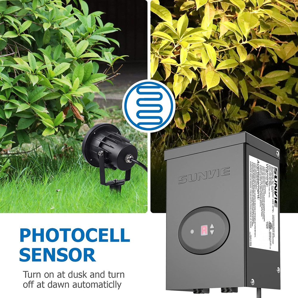 200W Low Voltage Landscape Lighting Transformer with Timer and Photocell Sensor