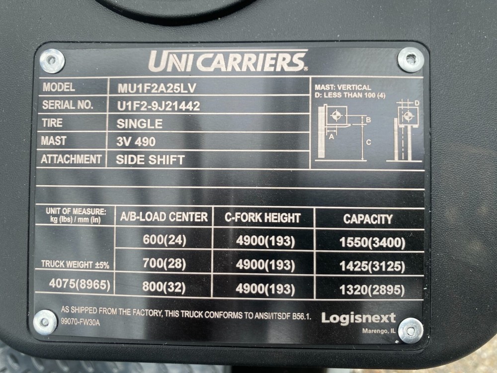 Unicarriers Forklift MU1F2A25SLV