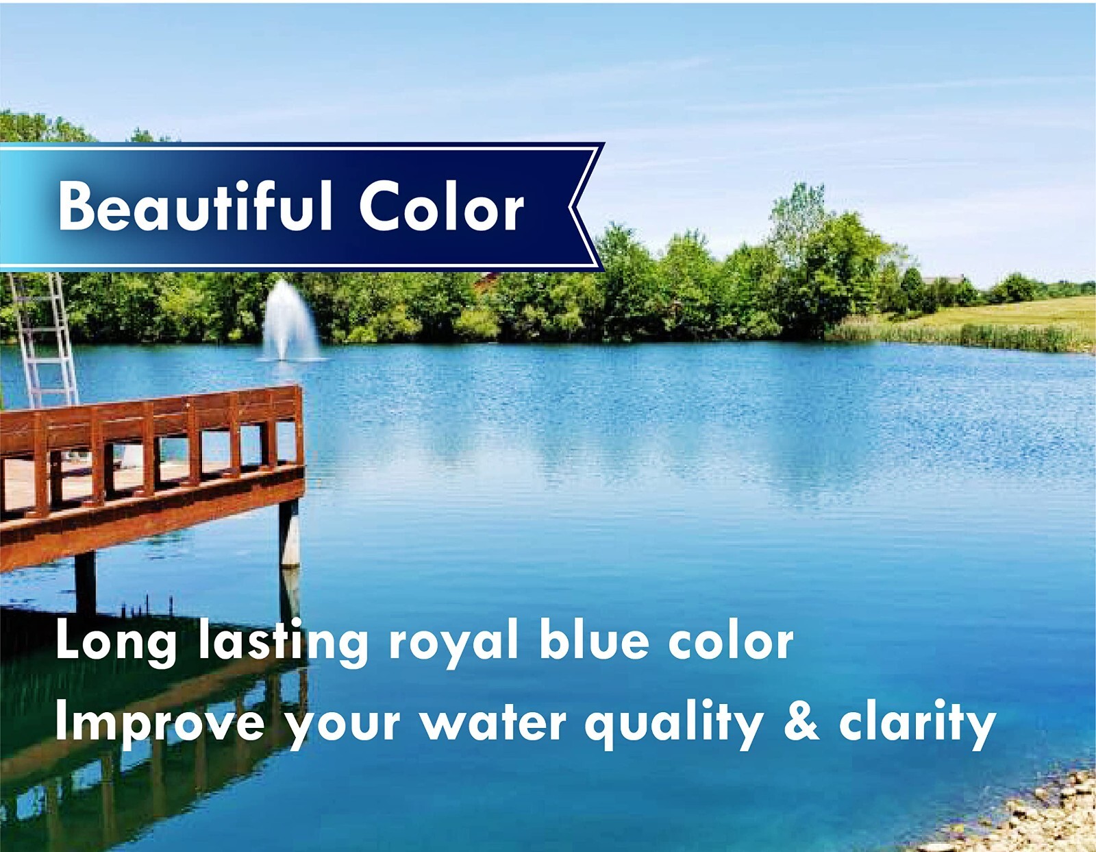 Blue Lake and Pond Dye - One Gallon of Professional Lake & Pond Dye - Treats Up