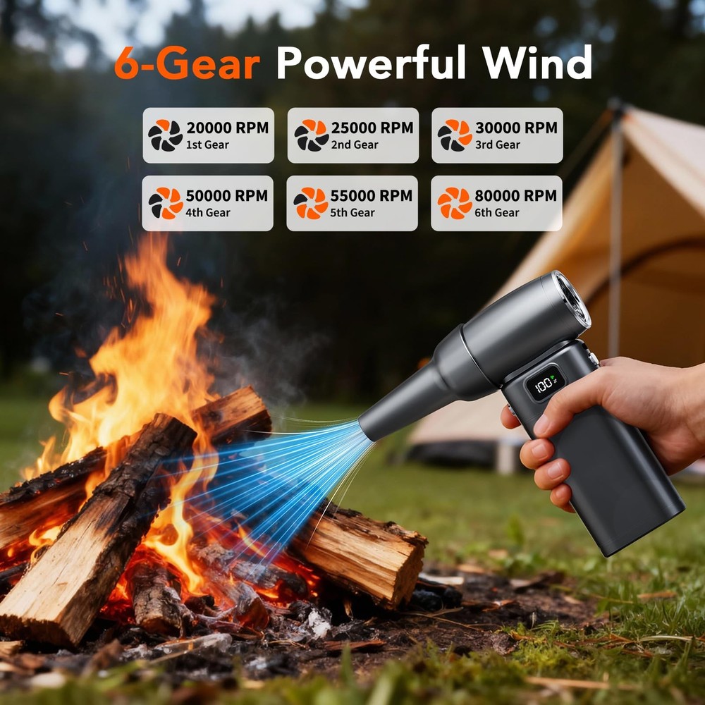 Compressed Duster, Duster with 6-Gear Adjustable Speed & 6000mAh Battery, Lig...