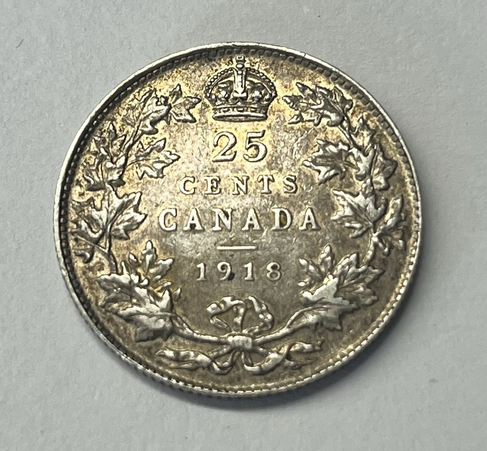 1918 25c Canada Silver Twenty-Five Cents