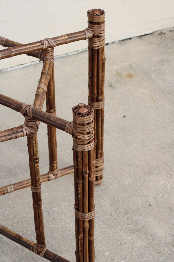Authentic McGuire Hexagonal Bamboo Rattan Organic Modern Dining Table Base