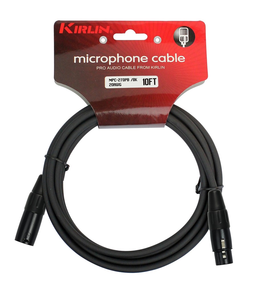 MPC XLR Microphone Cable 10ft Balanced 3-Pin Black Audio Cable Durable Use