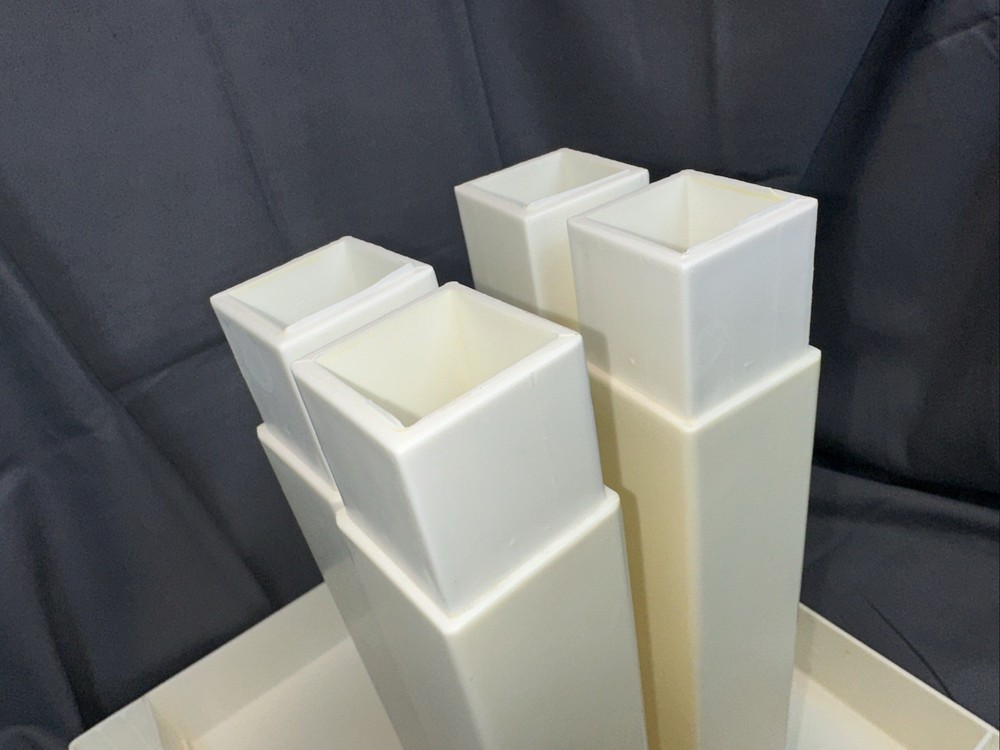 1980s Cube End Side Table Removable Legs 14x14x14 ****Discolored Plastic