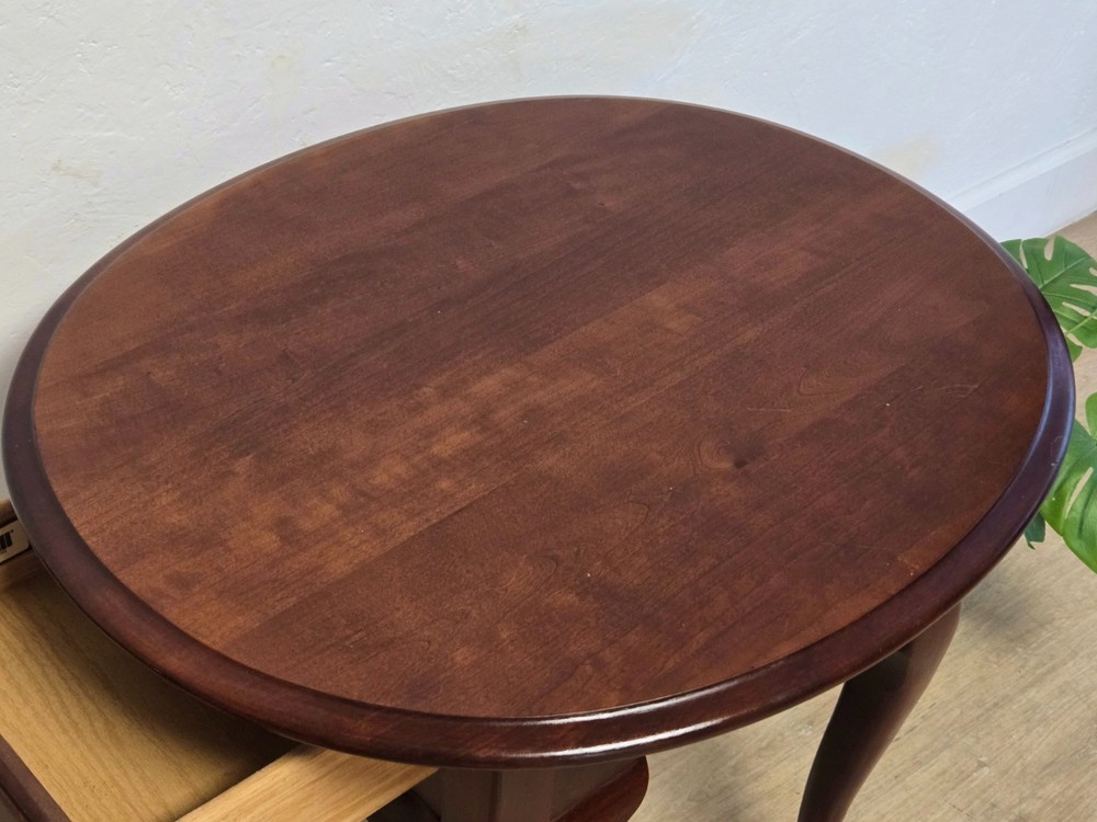 Broyhill Cherry Oval End Table-Queen Anne Single Drawer Oval Solid Wood