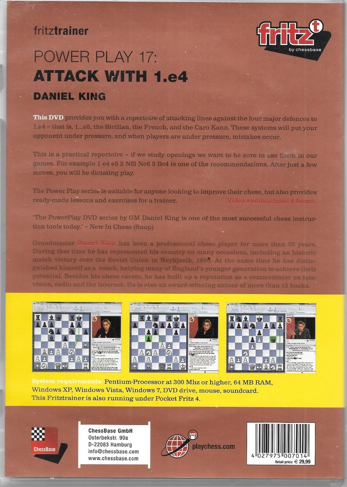 FritzTrainer PowerPlay Attack with 1.e4 - Daniel King - DVD Chess