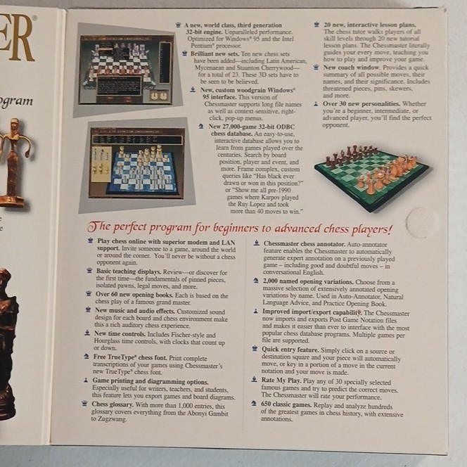 Mindscape Chessmaster 5000 PC/Mac CD Chess Game with User's Guide and Manuals