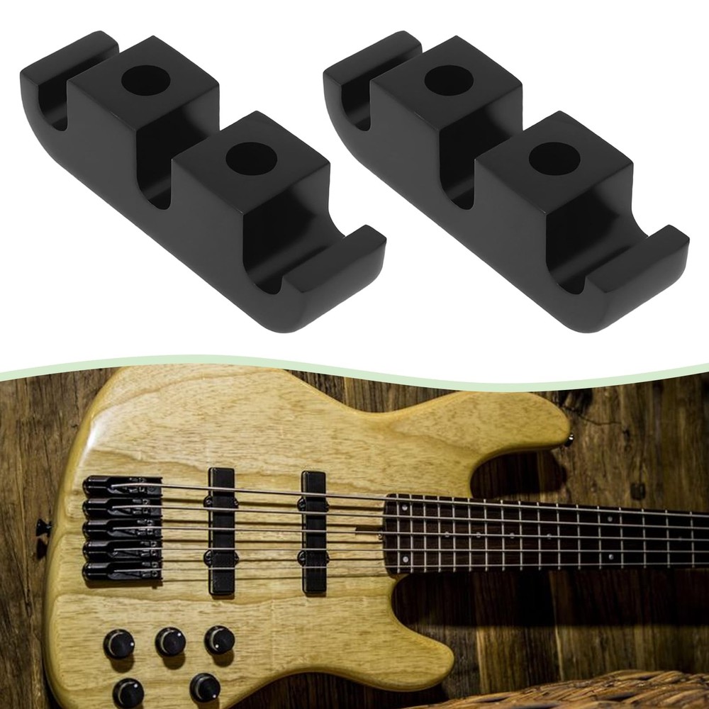 Micro Traders 2pcs Electroplated Black Bass Head Retainer 3-String Retainer...