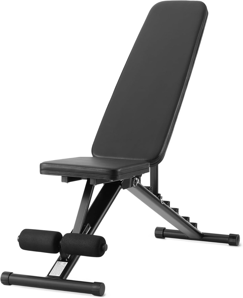 Adjustable Workout Weight Bench Press, Foldable for Home Gym, Black