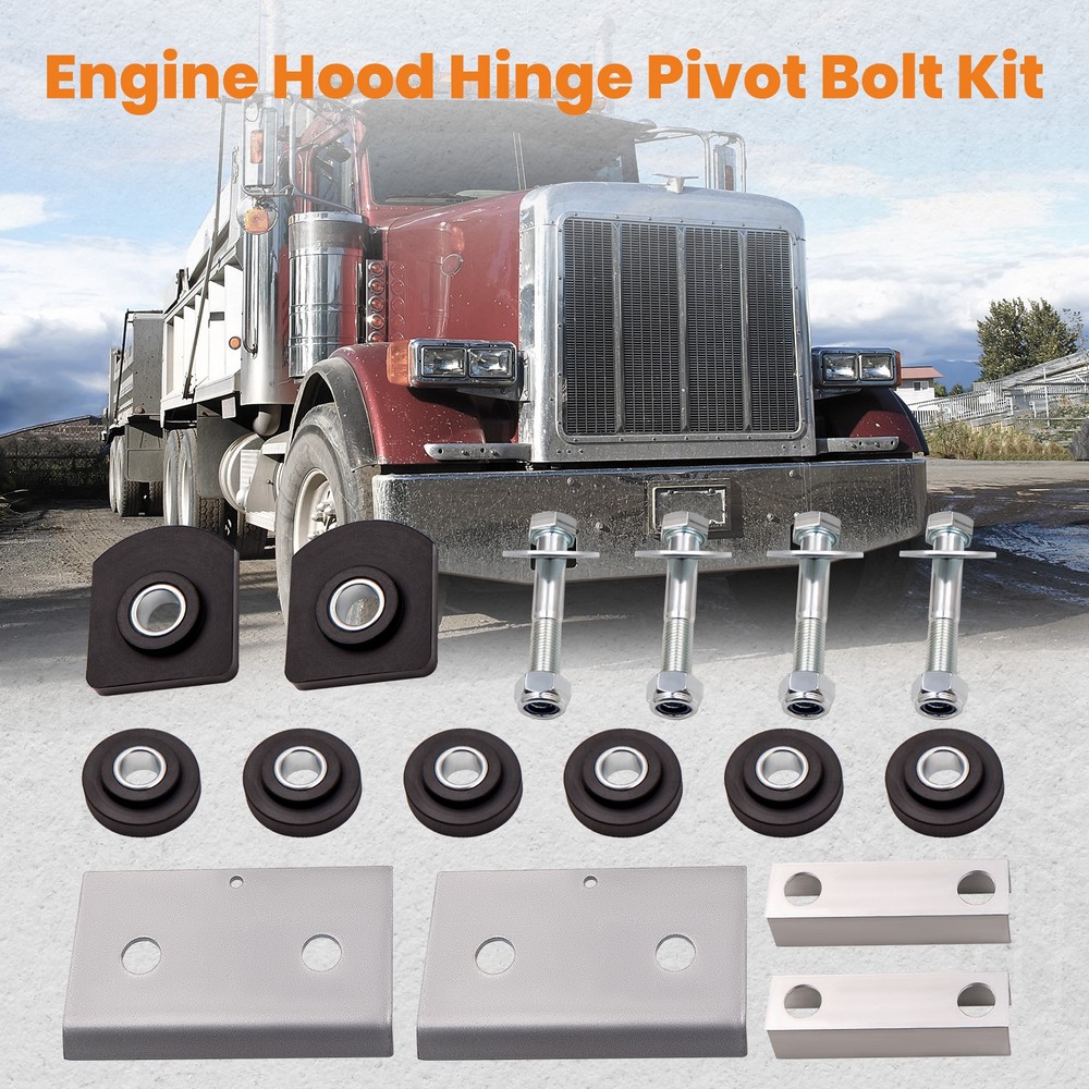 Hood Hinge Pivot Bushing & Mounting Bolt Complete Set For Peterbilt 379