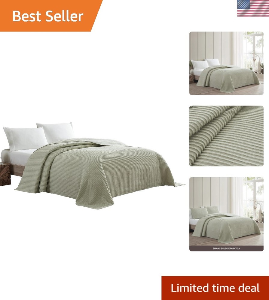 Channel Chenille Bedspread, Twin, Sage