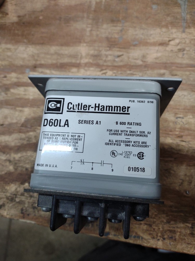 CUTLER HAMMER ADJUSTABLE CURRENT RELAY TRANSFORMER D60LA SER A1
