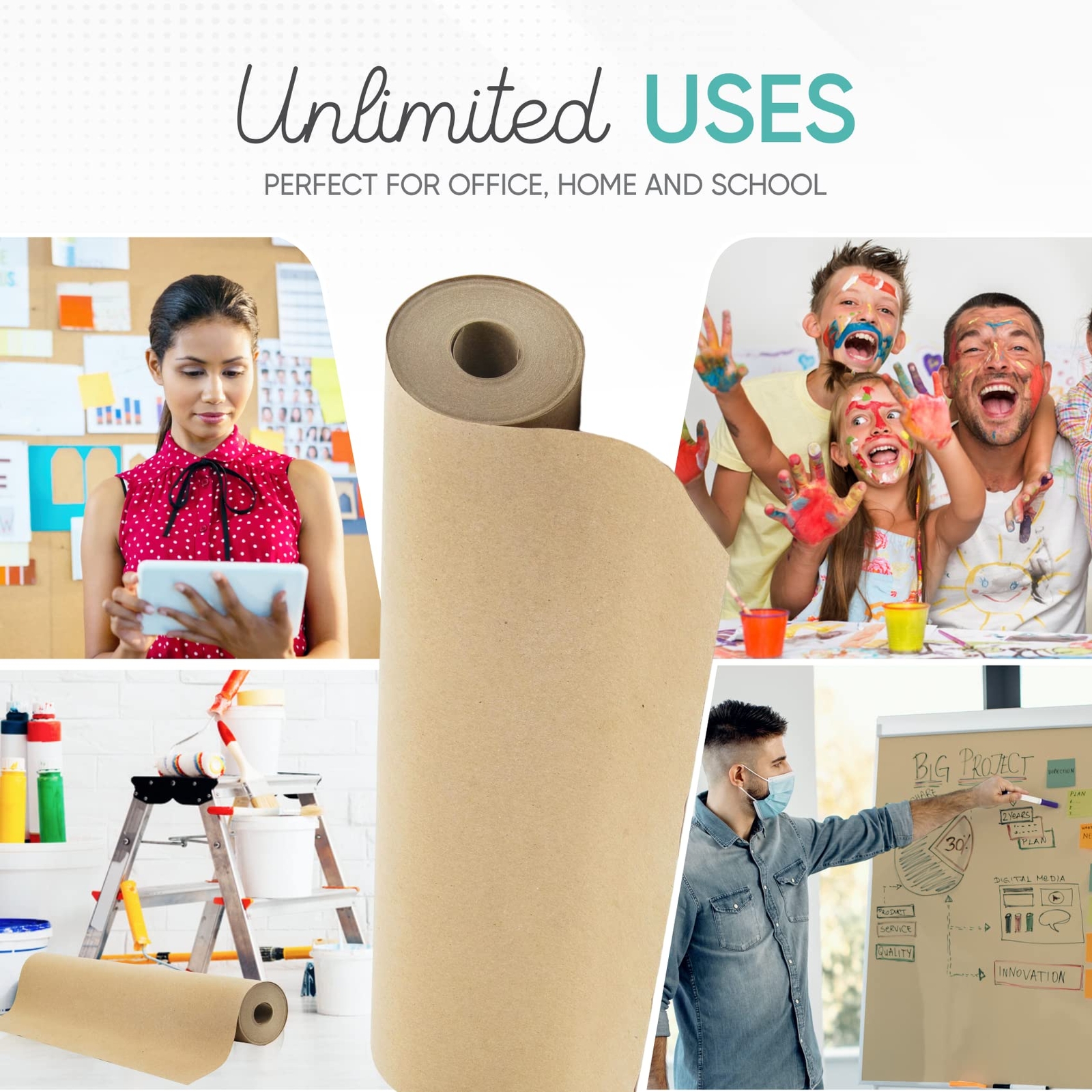 17.5" x 1200" Brown Kraft Paper Basis Thick Roll Packaging Shipping Wrapping