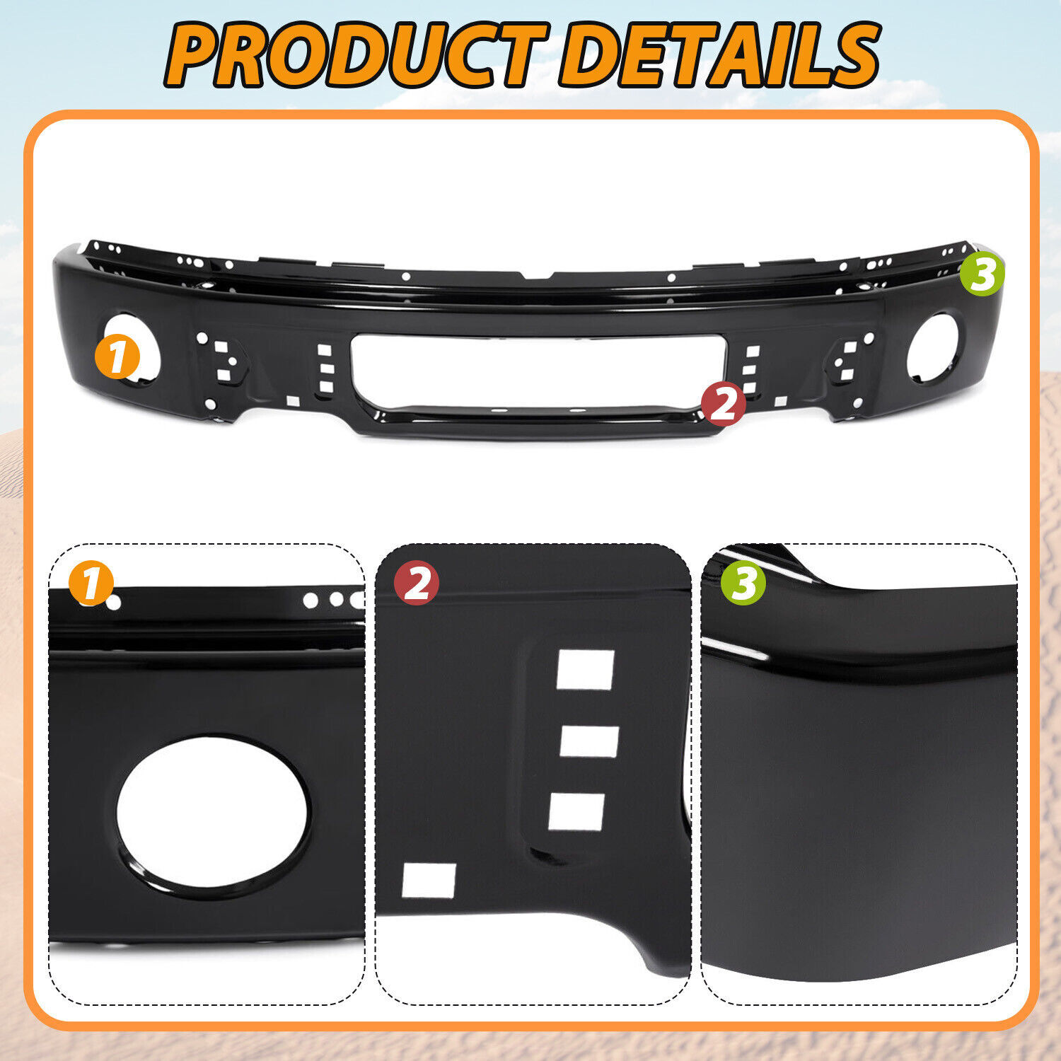 Front Black Steel Bumper Face Bar For Ford F150 2009-2014 w/ Fog Light US NEW