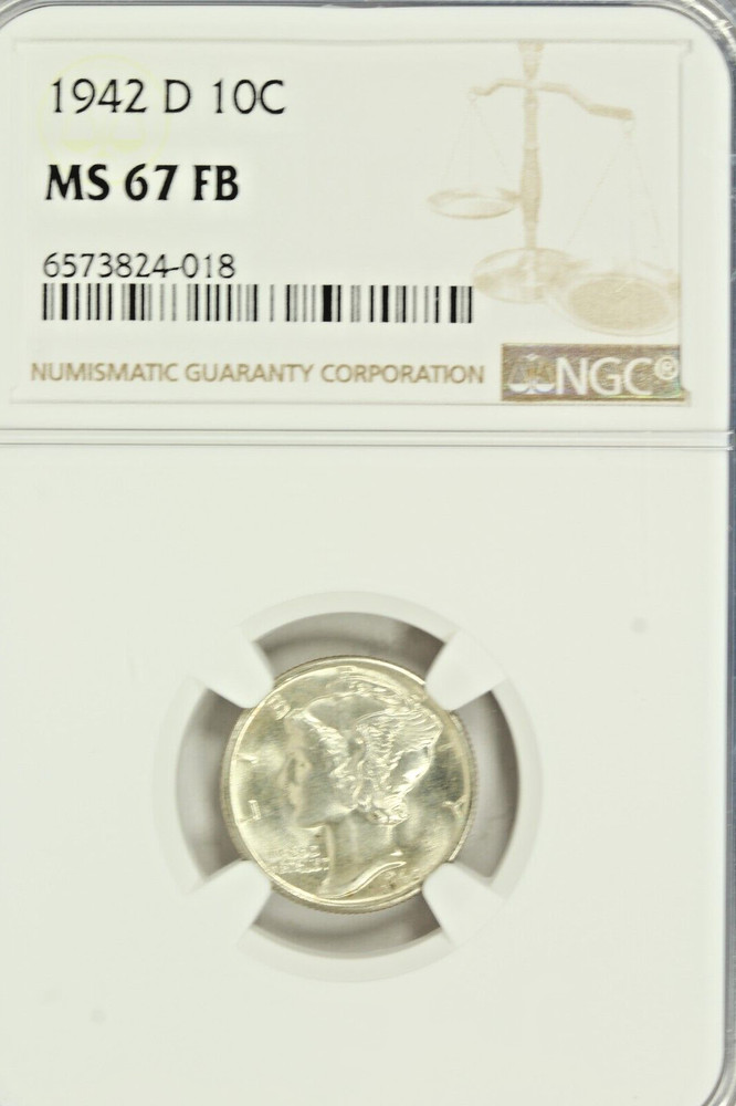 1942-D Mercury Dime : NGC MS67FB