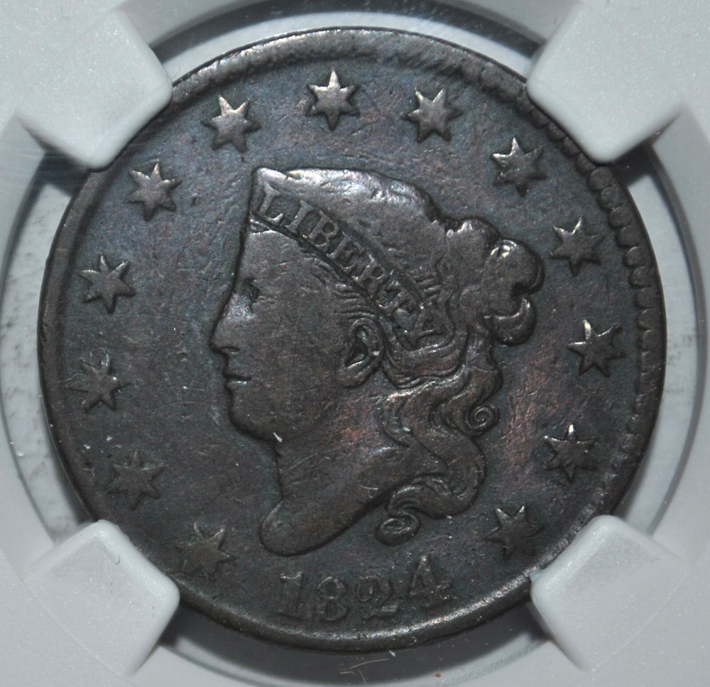 1824  Large Cent   NGC  F 12