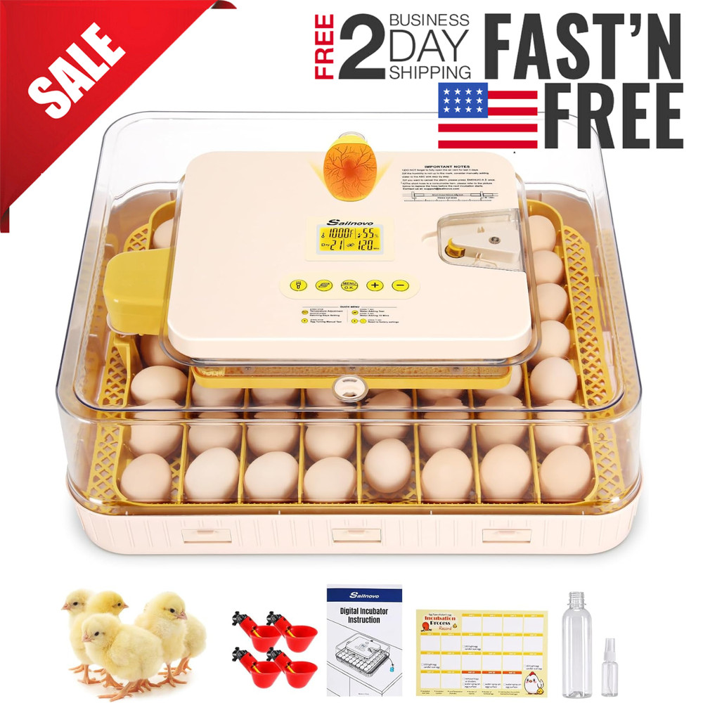 56/70 Egg Incubator for Hatching Automatic Egg Turning Built-In LED Candler