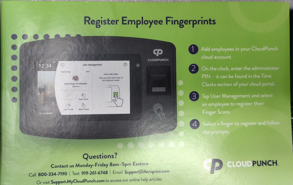 Time Clock Acroprint Cloudpunch CP200 Cloud-Connected Open Box