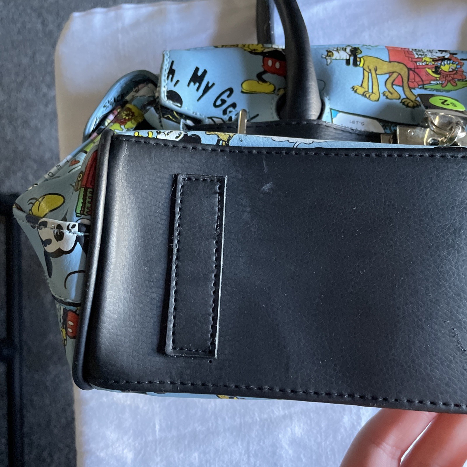 Disney Minnie & Mickey Mouse Lock & Key Satchel Purse Handbag Cartoon Comic Blue