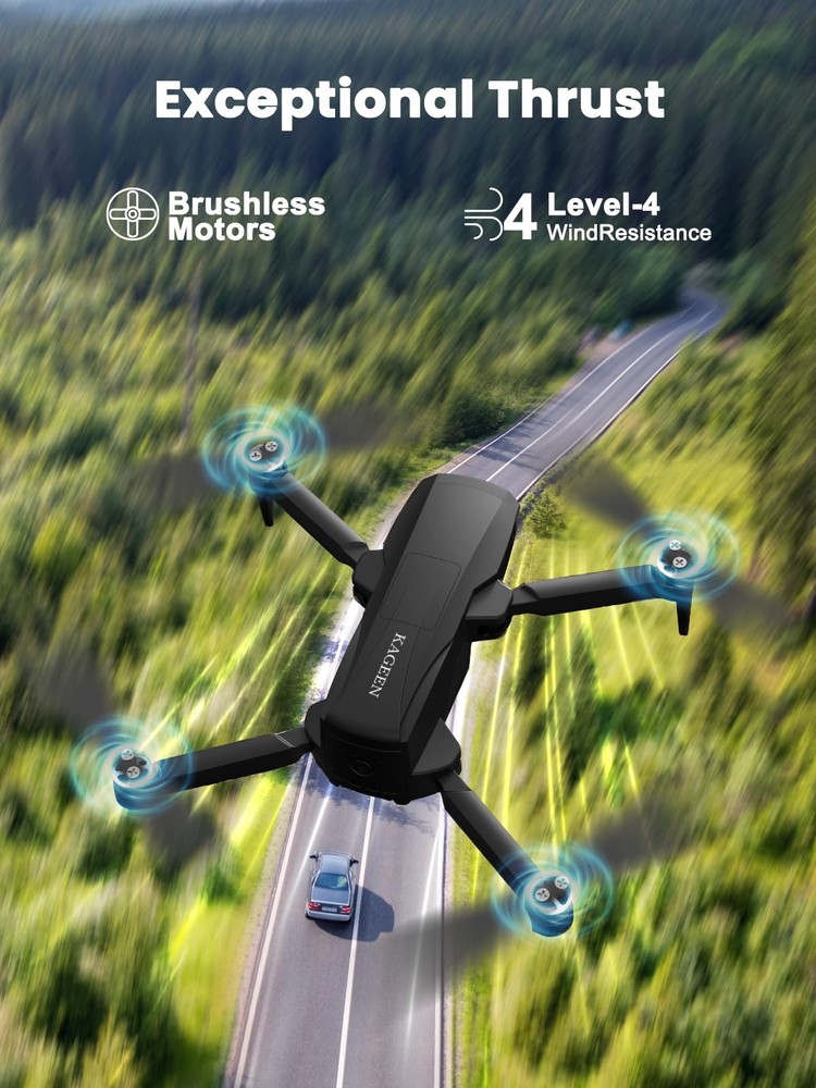 GPS Drone with Camera for Adults 4K, 5.5" Touchscreen Controller, Black