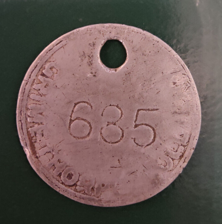 GRIMETHORPE Colliery Pit Check Tally - marked GRIMETHORPE COLLIERY 635