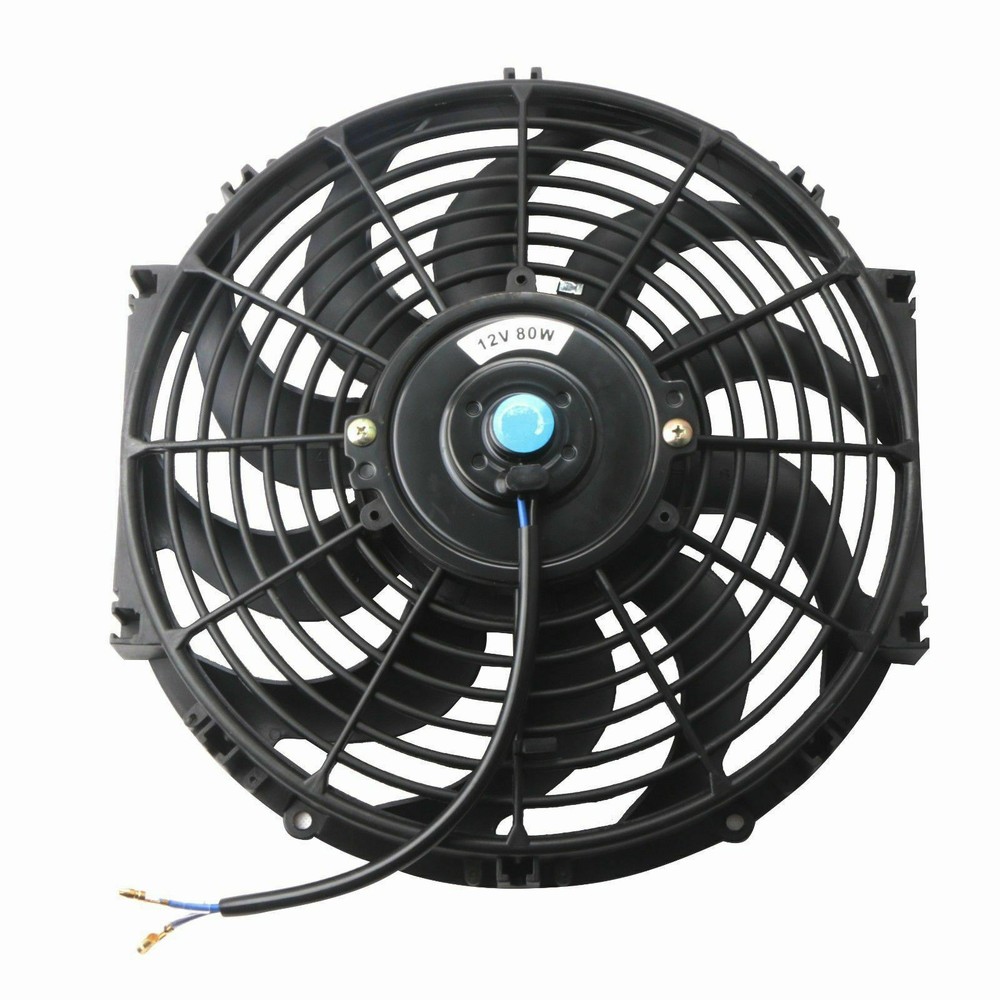 2PCS 12in Universal Engine Cooling Fan Slim Pull Push Radiator 12V W/ Mount Set