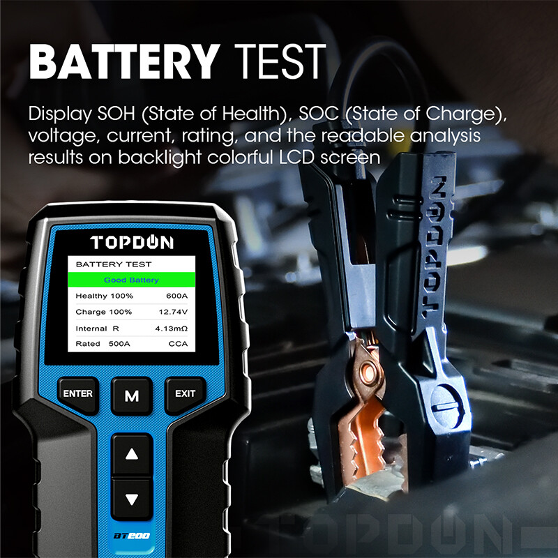 TOPDON BT200 12V 24V Car Battery Load Tester Charging System Analyzer 2000CCA