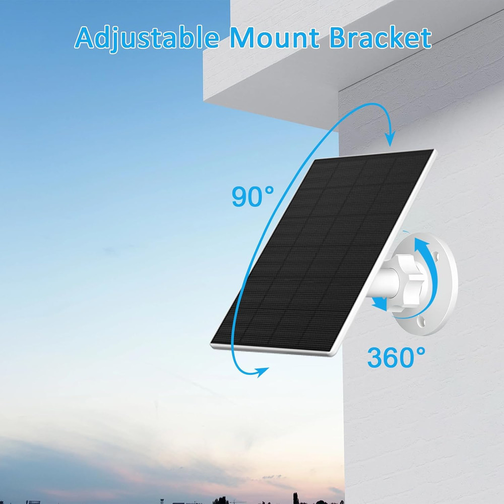 Solar Panel for Security Camera, 2 Pack 2W Solar Charger with Micro USB & USB-C