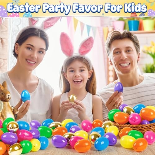 PCS Plastic Easter Eggs, 2.4'' Bulk Empty 1000 Colorful with 12 Golden 1012