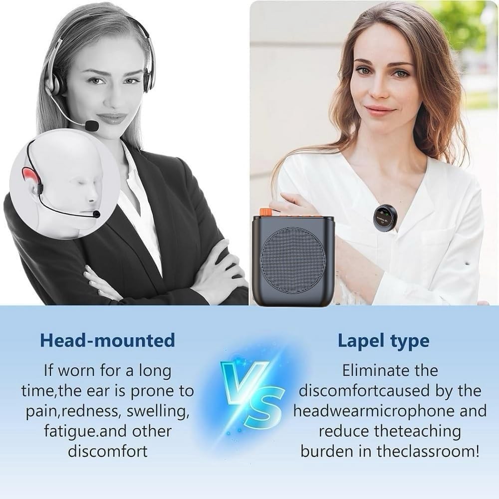 Voice Amplifier with Wireless Lavalier Microphone, Portable Clip-On Microphone，d