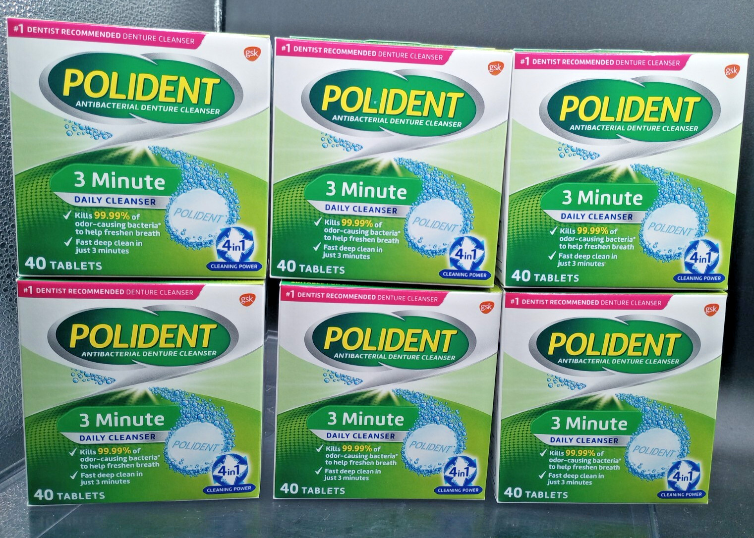 Polident 3 Minute Denture Cleanser - 240 Total Tabs- EXP 03/26-Lot of 6