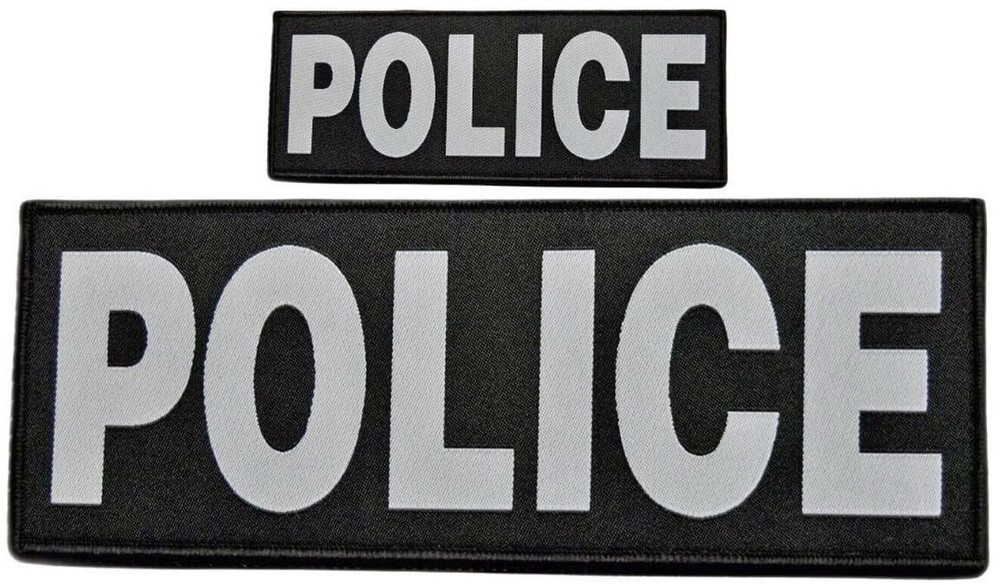 WOVEN POLICE FRONT PANEL LAW ENFORCEMENT LEO PATCH |2PC SET HOOK BACK