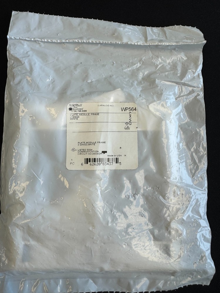 Black Box Plate Module, Frame 2 Gang White Part# WP564 - Auction includes 6 ea.