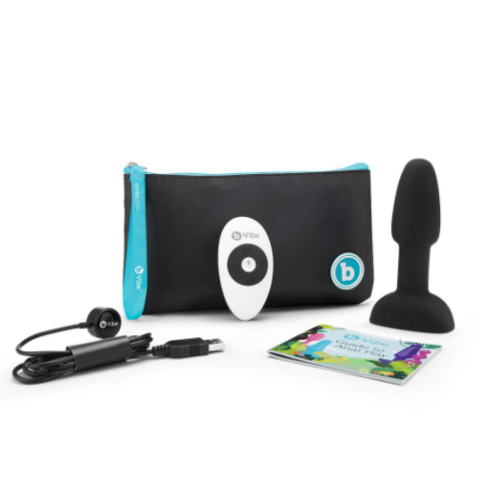b Vibe Remote Control Rimming Plug Petite Small Vibrating Butt Plug- Black