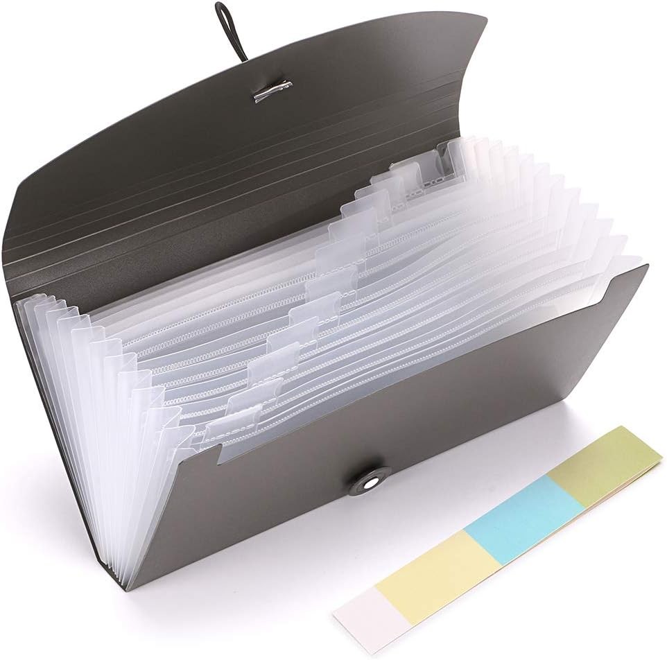 BTSKY Expanding File Folder -13 Pockets Small Accordion Grey