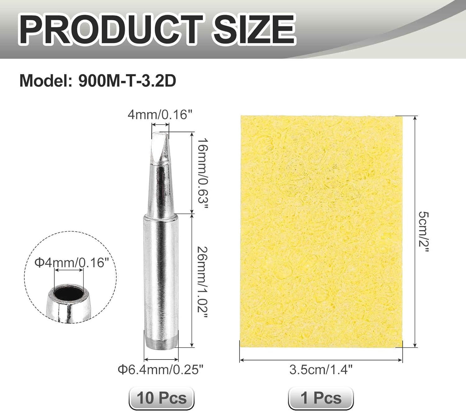 Pack of 10 900M Solder Tips Internally Heated Soldering Tips with Cleaning Sp...