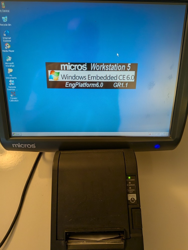 MICROS 5A POS Touchscreen Terminal, MICROS Stand, and Compatible Printer