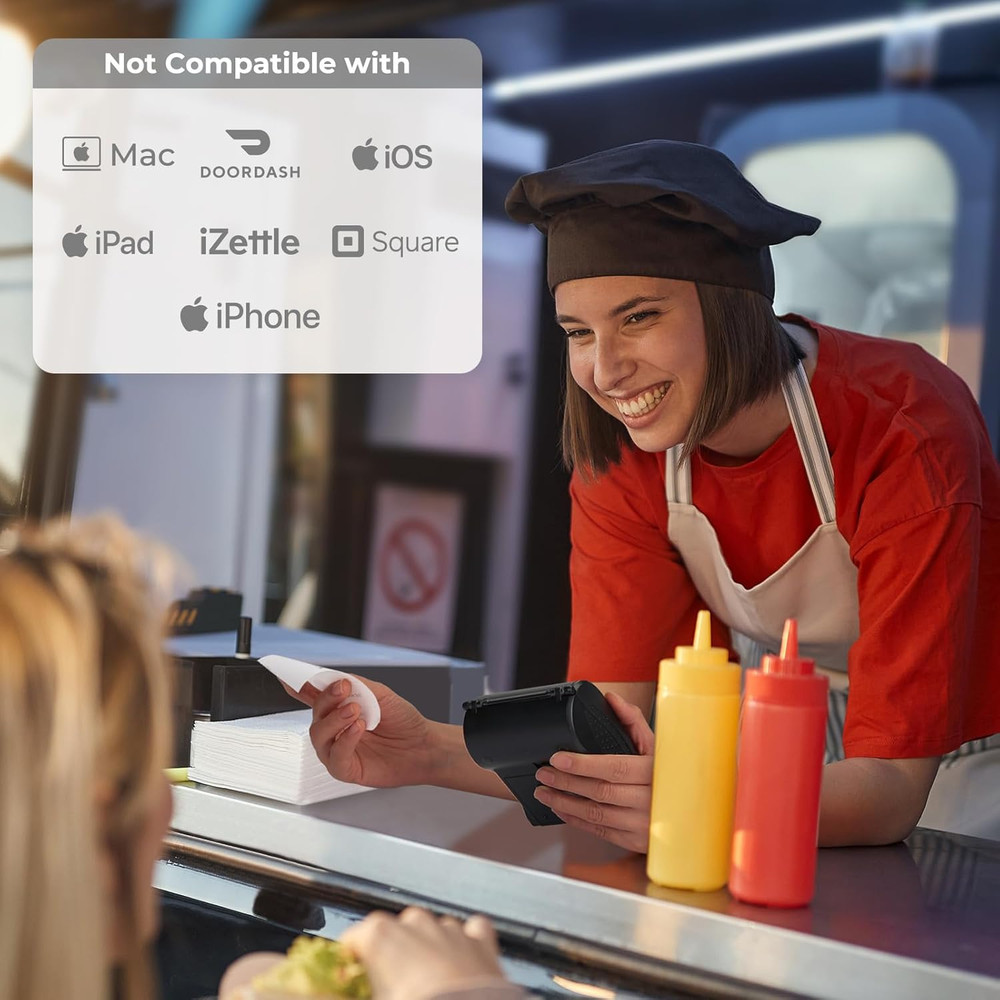 Bluetooth Receipt Printer, 58Mm Mini Wireless POS Thermal Printer for Restaur...